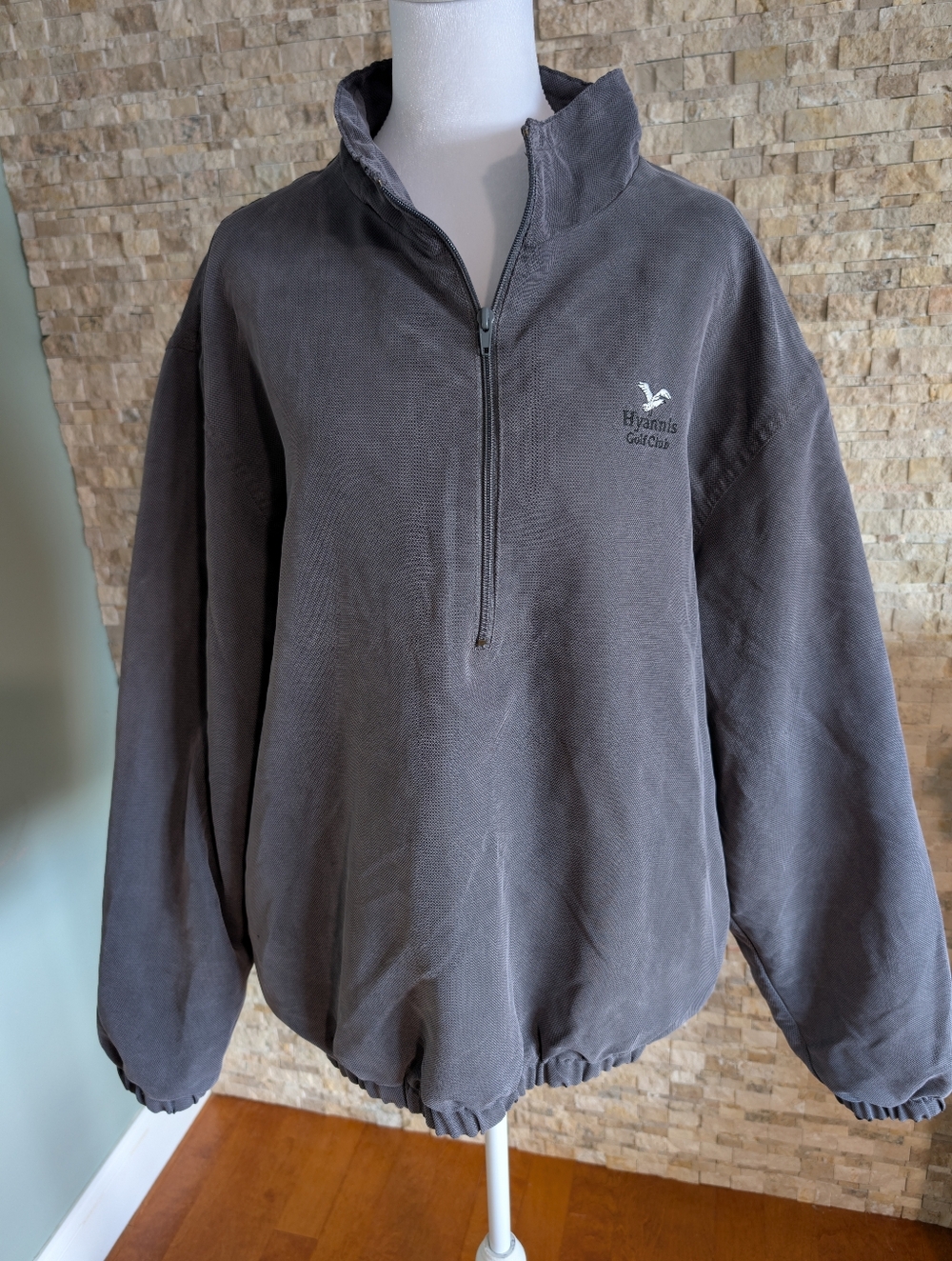 Vintage Mens St. Martin Collection by Turfer Grey Quarter Zip Windbreaker Sz L